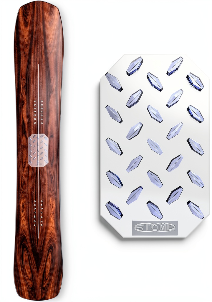Installing Stompgrip Snowboarding Stomp Pads Plastic Diamond Plate on a wooden desk