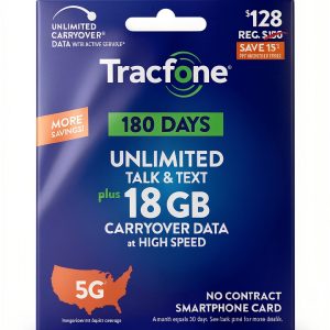 Tracfone 5G Prepaid Plan Unlimited Talk Text 18GB-0