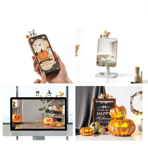Halloween Phone Topper Ghost Pumpkin Duo-4