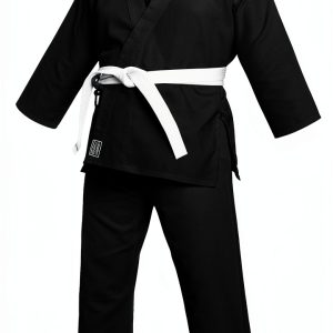 Agile Dragon Karate Gi Black Unisex Size 5‑6 with Free White Belt-0