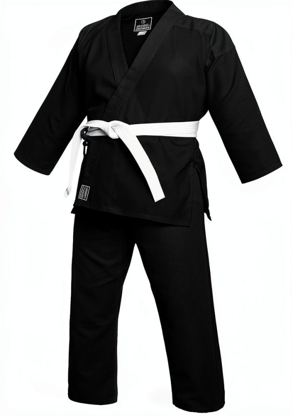 Agile Dragon Karate Gi Black Unisex Size 5‑6 with Free White Belt-0