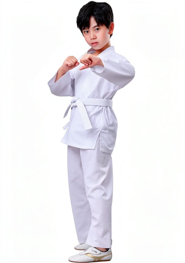 JUST YEARN White Unisex Karate Suit Set Size 0-6 Lightweight Design-4