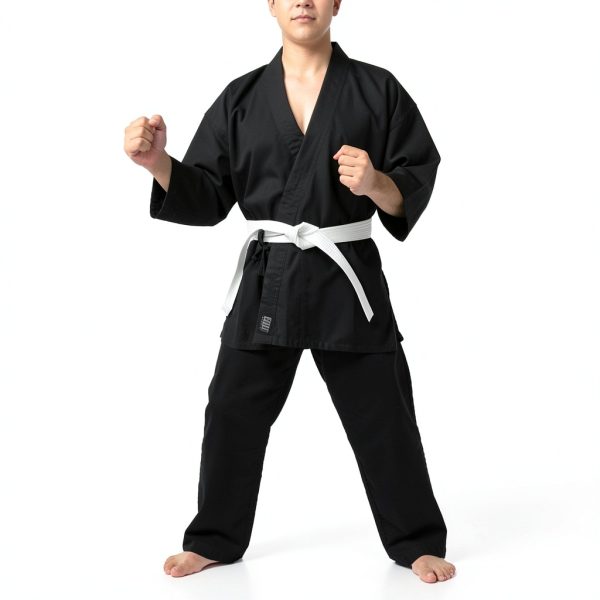 Agile Dragon Karate Gi Black Unisex Size 5‑6 with Free White Belt-2
