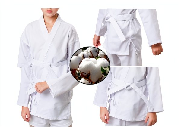 JUST YEARN White Unisex Karate Suit Set Size 0-6 Lightweight Design-5