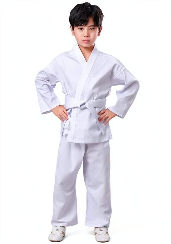 JUST YEARN White Unisex Karate Suit Set Size 0-6 Lightweight Design-0