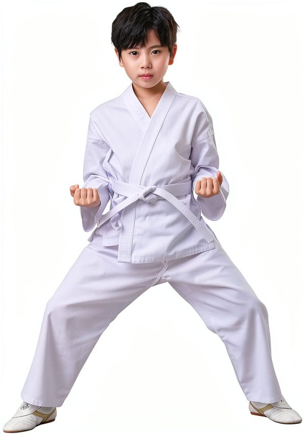 JUST YEARN White Unisex Karate Suit Set Size 0-6 Lightweight Design-3