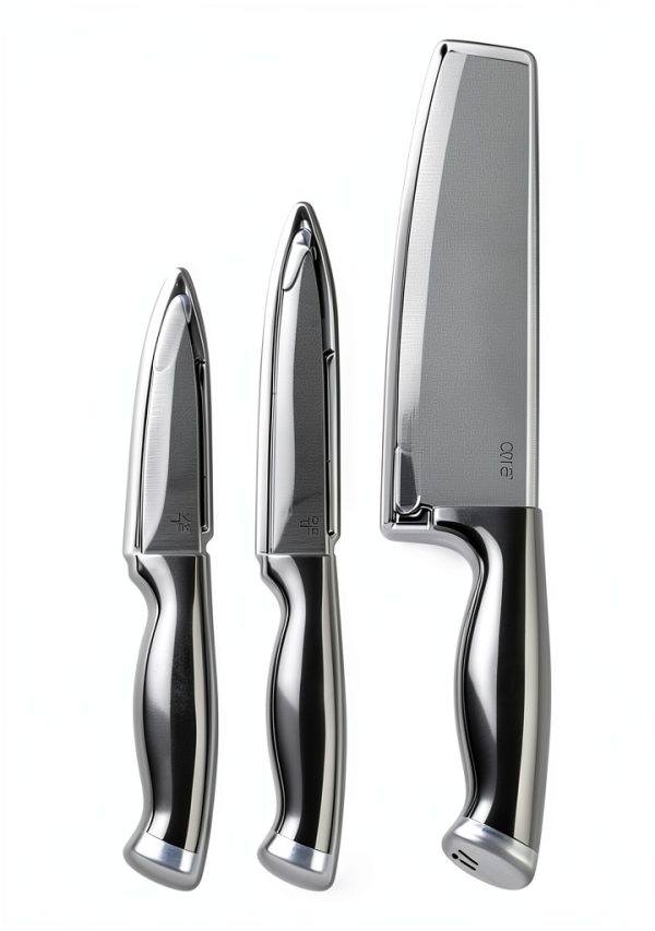 Core Kitchen 3pc Luxe Knife Set Onyx 3.5" Paring 5" Utility 7" Nakiri-2
