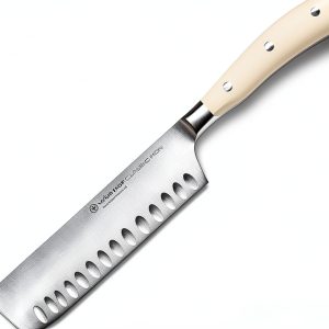 Wusthof Classic Ikon Creme 7" Hollow Edge Nakiri Knife - Carbon Steel-0
