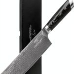 Damascus Nakiri Knife, 7 Inch Professional Kitchen Knife with Non-slip Wood Ergonomic Handle, All Purpose Chef Knife Meat Cleaver Vegetables Chopping, Razor Sharp Lightweight-0