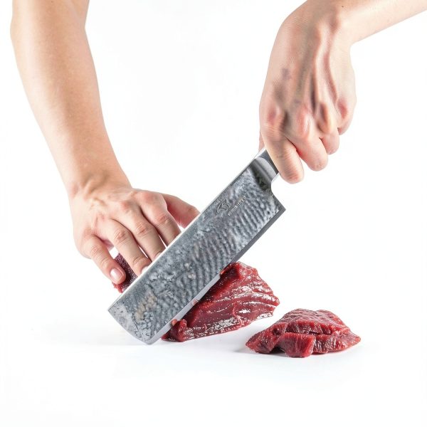 Damascus Nakiri Knife, 7 Inch Professional Kitchen Knife with Non-slip Wood Ergonomic Handle, All Purpose Chef Knife Meat Cleaver Vegetables Chopping, Razor Sharp Lightweight-6