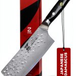 6 Inch Nakiri Knife, Razor Sharp Meat Cleaver and Vegetable Kitchen Knife, Professional Damascus AUS-10 Steel Japanese Knife with Full Tang G10 Handle, Premium Gift Box - Quartz Series-0