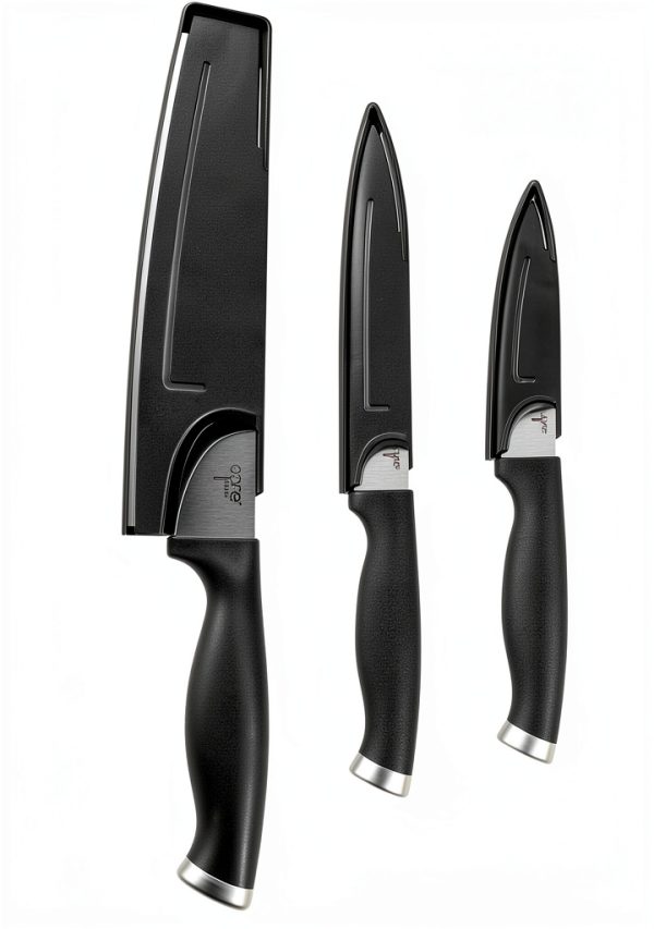 Core Kitchen 3pc Luxe Knife Set Onyx 3.5" Paring 5" Utility 7" Nakiri-1