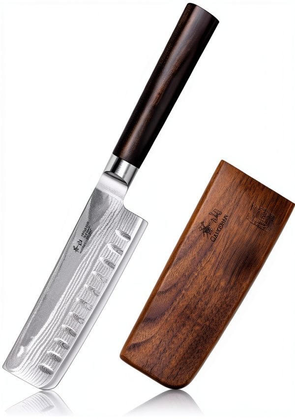 Nakiri Knife Cangshan HAKU 5-Inch X7 Damascus Steel Blackwood Handle-0