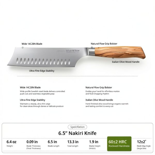 Nakiri Knife 6.5" WICKWILLOW with Italian Olive Wood Handle-1