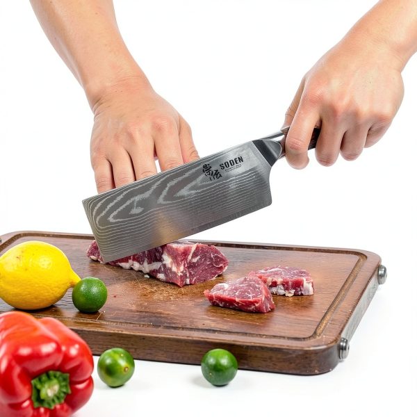 SODEN 7" Nakiri Knife Japanese VG-10 Damascus Steel, 67 Layer Razor Sharp Asian Vegetable & Meat Chopper, Ergonomic G10 Micarta Handle, Kitchen Knives for Chef with Gift Box-3