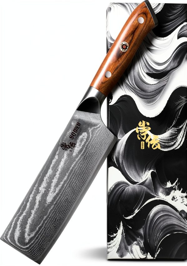 SODEN 7" Nakiri Knife Japanese VG-10 Damascus Steel, 67 Layer Razor Sharp Asian Vegetable & Meat Chopper, Ergonomic G10 Micarta Handle, Kitchen Knives for Chef with Gift Box-0