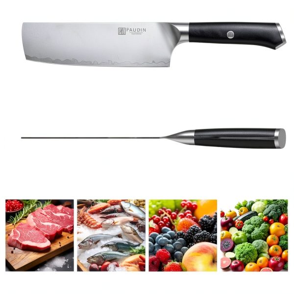 Nakiri Knife PAUDIN 7 Inch High Carbon Stainless Steel Chef Knife-5