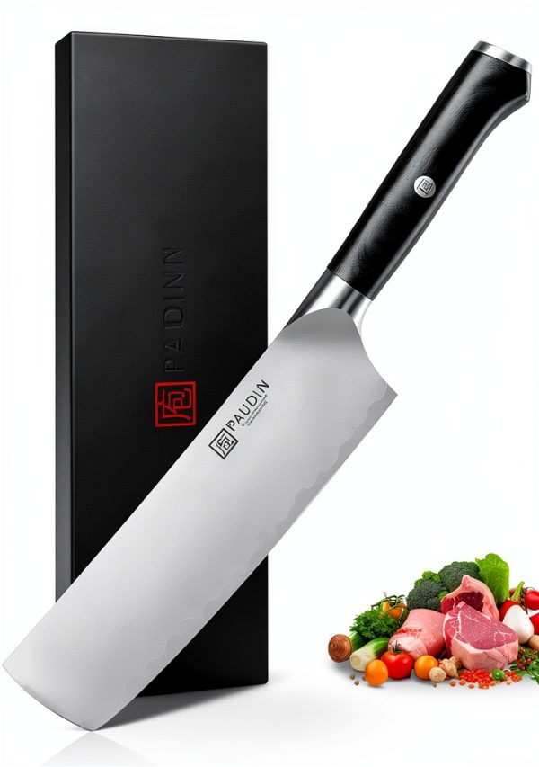 Nakiri Knife PAUDIN 7 Inch High Carbon Stainless Steel Chef Knife-0