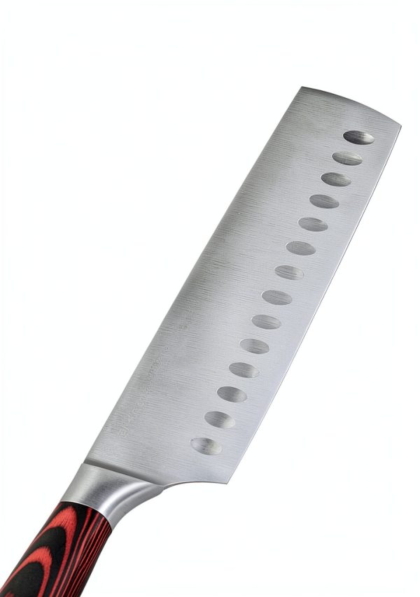 Nakiri Chef Knife KnifeSaga 7 inch Japanese Steel Cutting Knife Black-2