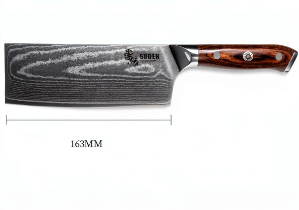 SODEN 7" Nakiri Knife Japanese VG-10 Damascus Steel, 67 Layer Razor Sharp Asian Vegetable & Meat Chopper, Ergonomic G10 Micarta Handle, Kitchen Knives for Chef with Gift Box-2