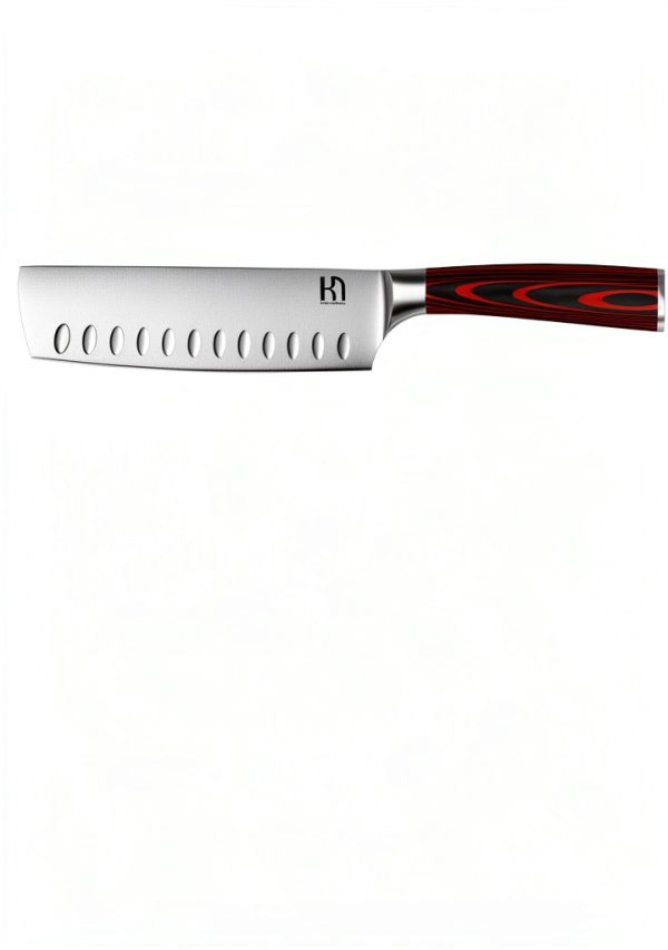 Nakiri Chef Knife KnifeSaga 7 inch Japanese Steel Cutting Knife Black-7