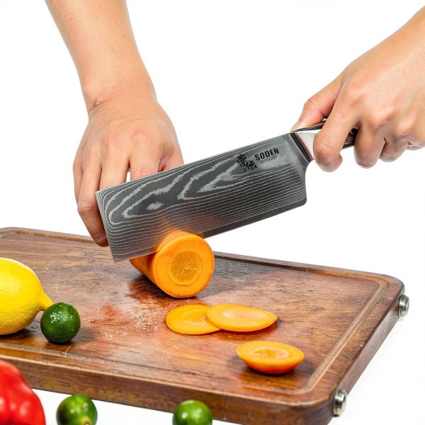 SODEN 7" Nakiri Knife Japanese VG-10 Damascus Steel, 67 Layer Razor Sharp Asian Vegetable & Meat Chopper, Ergonomic G10 Micarta Handle, Kitchen Knives for Chef with Gift Box-5